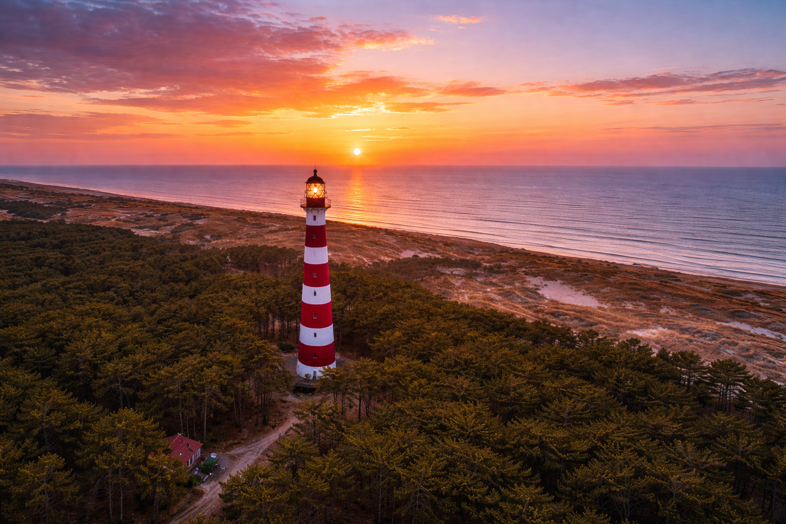 Ondergaande zon op Ameland